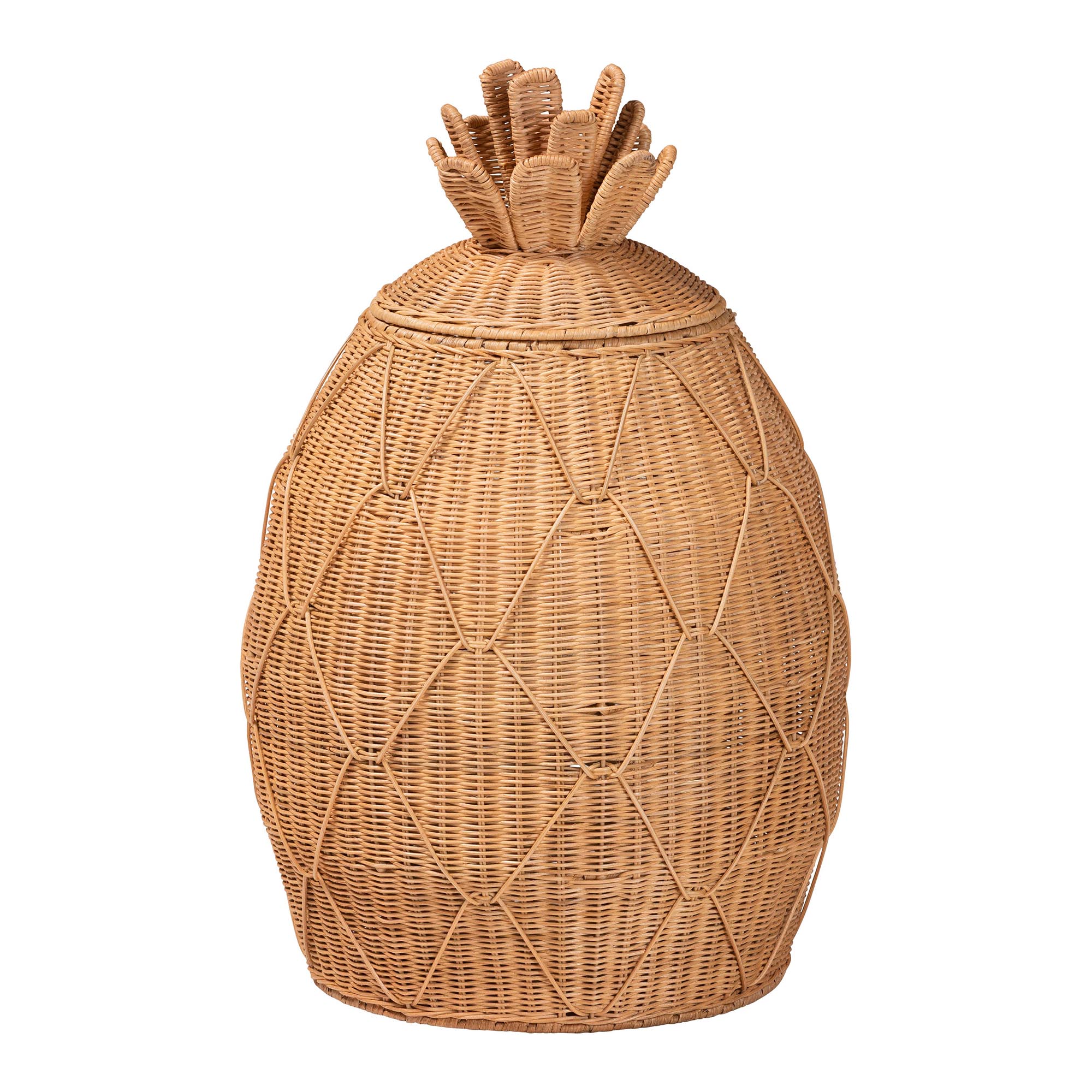 bali & pari Pelham Natural Rattan Laundry Hamper - Handwoven Wicker Storage Basket for Laundry Room, Bathroom, or Bedroom Organization, Large
